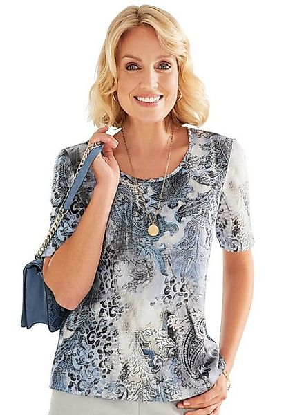 GOLDNER Print-Shirt Kurzgröße: Feminines Leichtstrick-Shirt günstig online kaufen