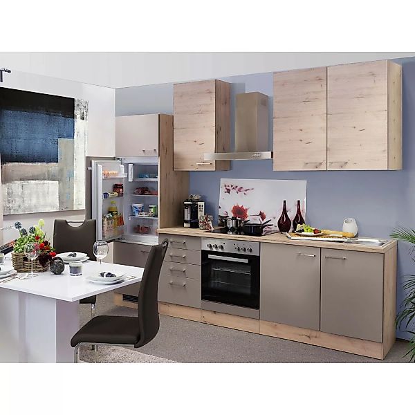 Flex-Well Küchenzeile Arizona 270 cm Quarz Cubanit-San Remo Eiche günstig online kaufen