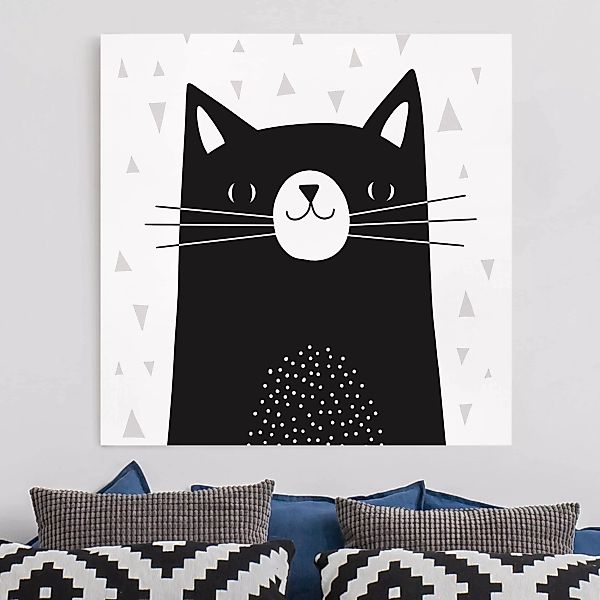 Leinwandbild Schwarz-Weiß - Quadrat Tierpark mit Mustern - Katze günstig online kaufen