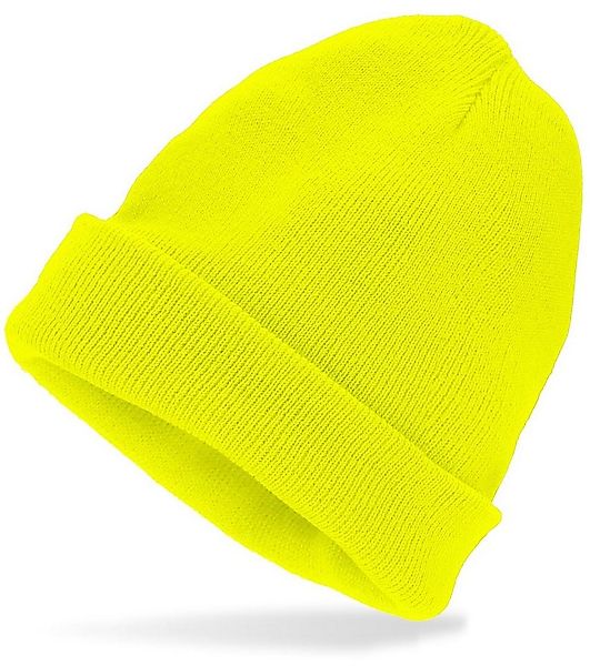 Widmann S.r.l. Kostüm Beanie Mütze Wolloptik, Neon Gelb - 80er Jahre Di günstig online kaufen