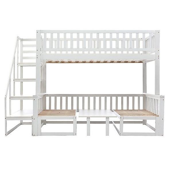 DOPWii Jugendbett Etagenbett mit Treppe,Verstellbarem Tisch,Holzsofa,Kinder günstig online kaufen