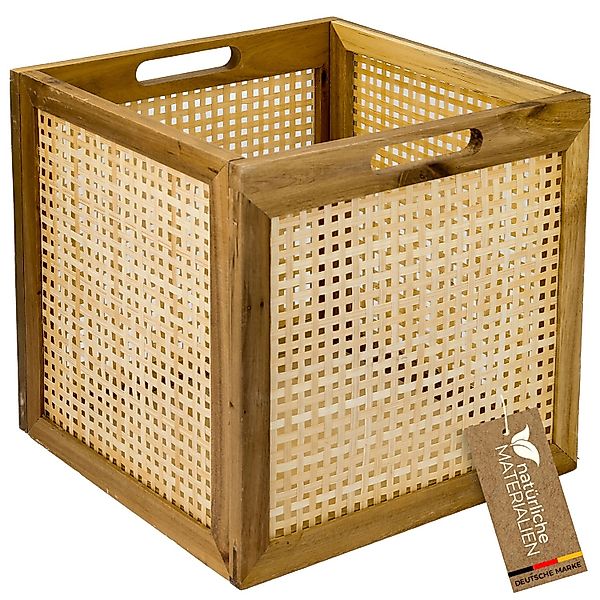 HMF Aufbewahrungskorb Kallax Regale Korb Rattan Wiener Geflecht und Akazien günstig online kaufen