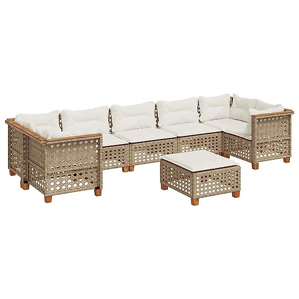 vidaXL 8-Tlg Garten-Sofagarnitur mit Kissen Beige Poly Rattan 3261766 günstig online kaufen