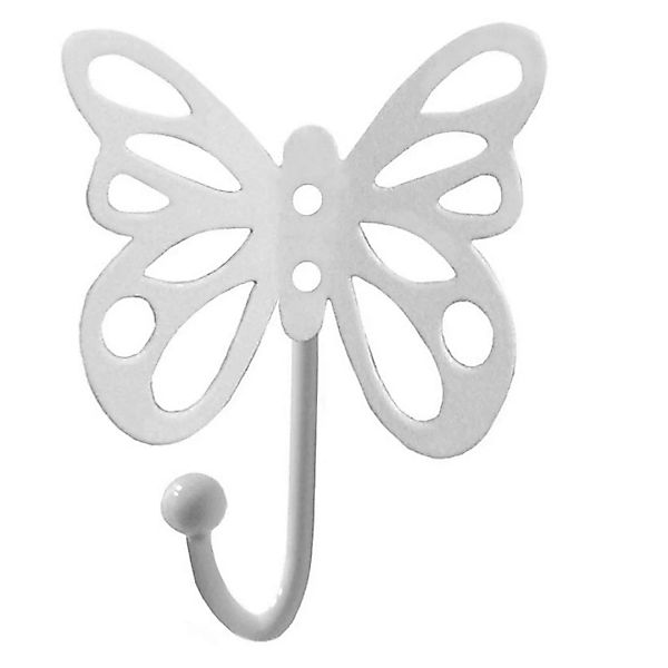 Garderobenhaken Butterfly weiß pulverbeschichtet Metall B/H/T: ca. 8,5x10,5 günstig online kaufen