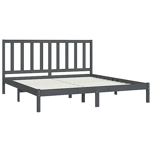 vidaXL Bettgestell Massivholzbett Grau Kiefer 200x200 cm Bett Bettgestell D günstig online kaufen