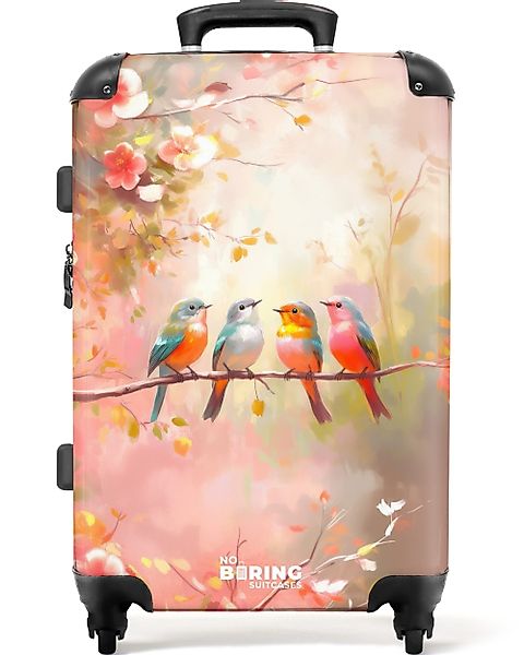 NoBoringSuitcases.com© Hartschalen-Trolley Vögel mit rosa Blütenzweigen günstig online kaufen