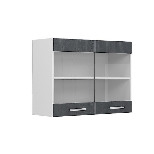 Vicco Glashängeschrank R-Line, Schwarz Beton/Weiß, 80 günstig online kaufen