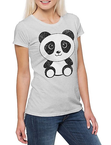 Urban Backwoods Print-Shirt Panda I Damen T-Shirt Comic Look Bear Bär Cutie günstig online kaufen