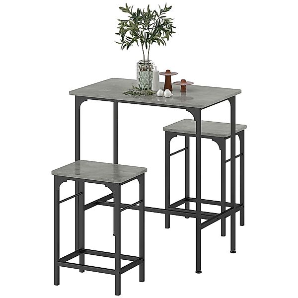 HOMCOM Bartisch Set Bartisch mit Barhocker-Set Esstisch mit 2 Stühlen mit R günstig online kaufen