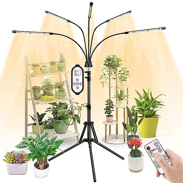 Rosnek Pflanzenlampe 3/4/5 Köpfe, Vollspektrum, dimmbar, günstig online kaufen