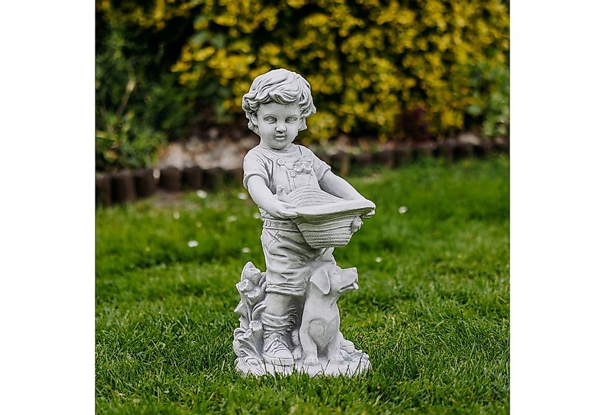 gartendekoparadies.de Gartenfigur Jungen Figur mit bepflanzbaren Hut, Stein günstig online kaufen