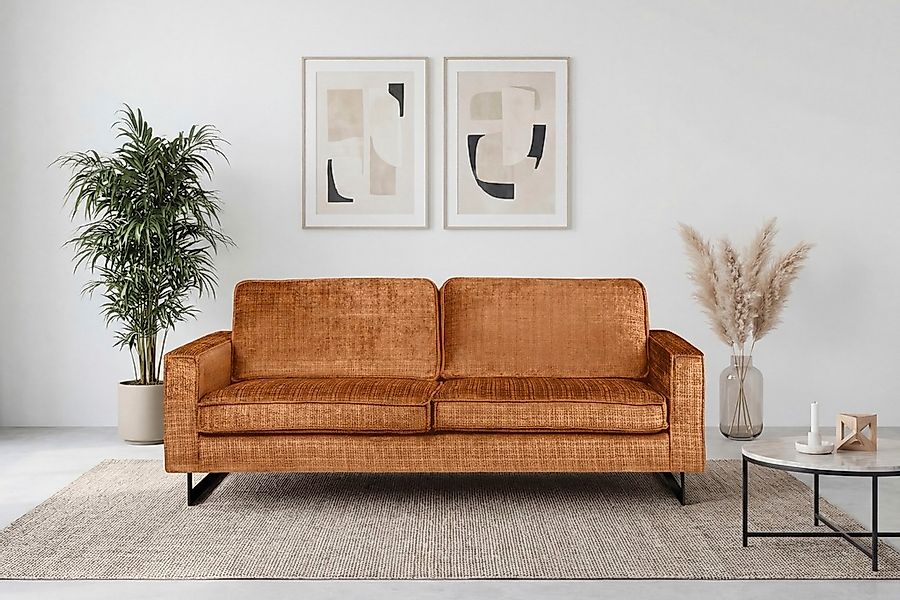 Home affaire 3-Sitzer "Pinto, 206 cm, Cord, Chenille, Lederoptik" mit Keder günstig online kaufen