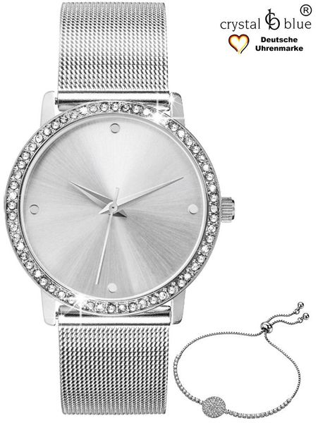 crystal blue Quarzuhr Damenuhr silber 62 günstig online kaufen