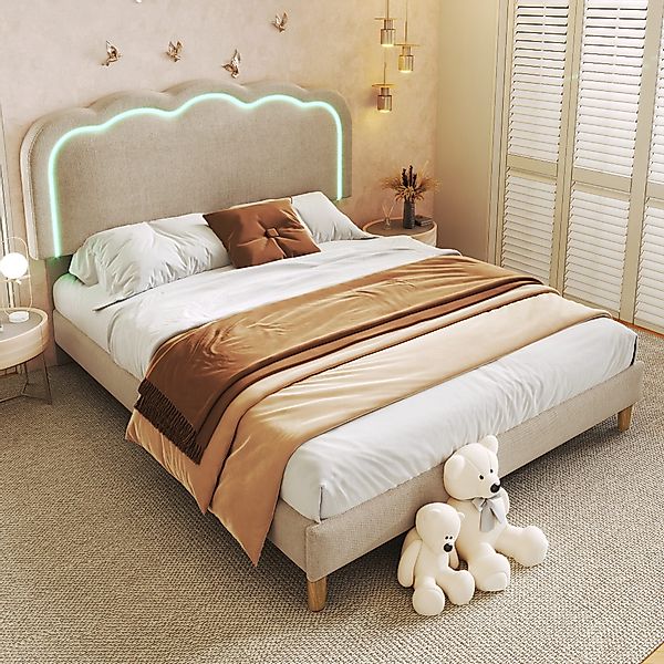 STILVORA Polsterbett 140×200 mit LED,Bettgestell Jugendbett günstig online kaufen