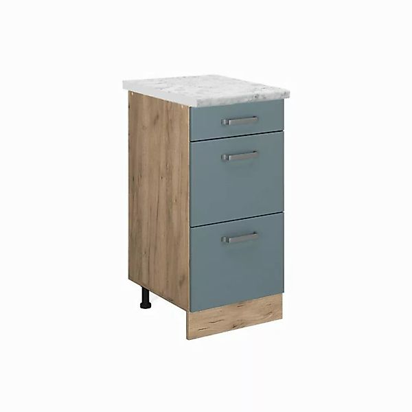 Vicco Unterschrank R-Line, Blau-Grau/Goldkraft Eiche, 40 cm AP Marmor günstig online kaufen