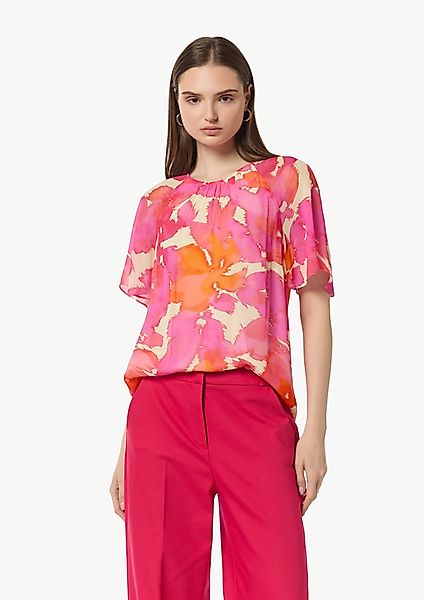 Comma Kurzarmbluse Chiffon-Bluse mit blickdichtem Futter günstig online kaufen