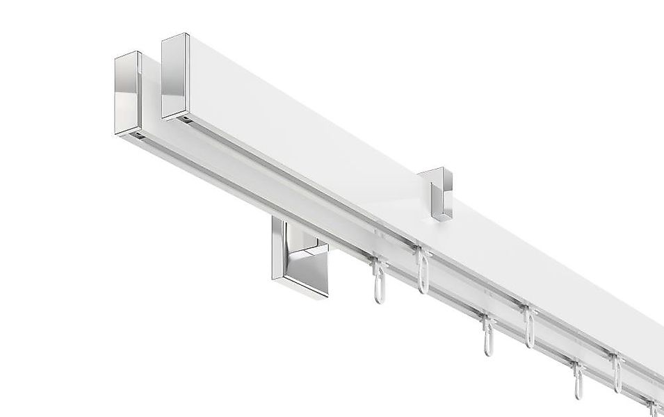 DécoProfi Innenlaufschiene Gardinenstange eckig SHORT 2-läufig, Wandträger, günstig online kaufen