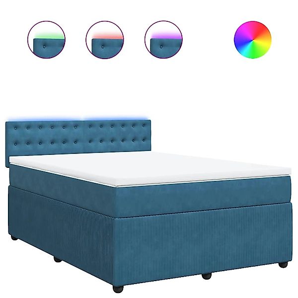 vidaXL Boxspringbett mit Matratze Blau 160x200 cm Samt 3290098 günstig online kaufen
