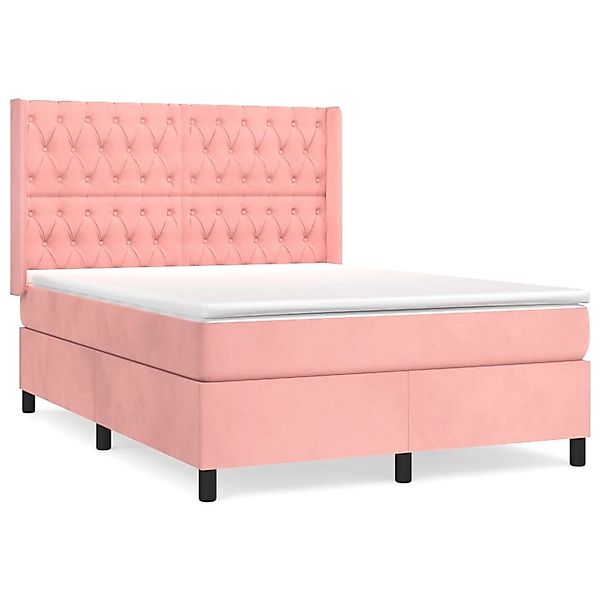 vidaXL Boxspringbett mit Matratze Rosa 140x200 cm Samt 3132866 günstig online kaufen