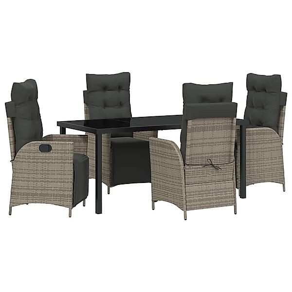 vidaXL Garten Essgruppe 5-Tlg Grau Poly Rattan 3380550 günstig online kaufen