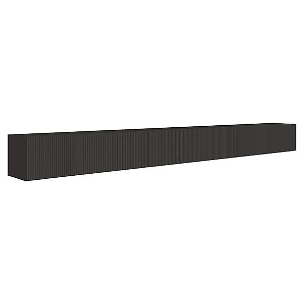 Selsey TV-Hängeboard Veldio mit Lamellenfront 300 cm Schwarz günstig online kaufen