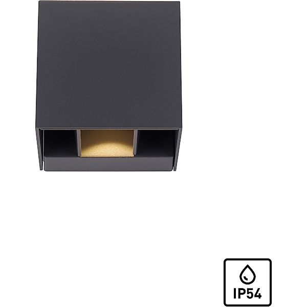 LED Wandleuchte Block in Anthrazit 2x 3,25W 420lm IP54 günstig online kaufen
