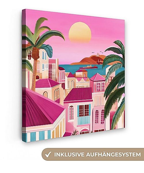 OneMillionCanvasses® Leinwandbild Stadt - Rosa - Palmen, Fotodruck (1 St), günstig online kaufen