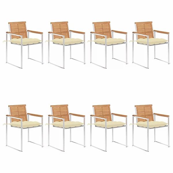 Gartenstühle 8 Stk. Mit Kissen Massivholz Teak günstig online kaufen