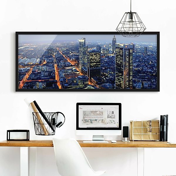 Bild mit Rahmen Architektur & Skyline - Panorama Frankfurt günstig online kaufen