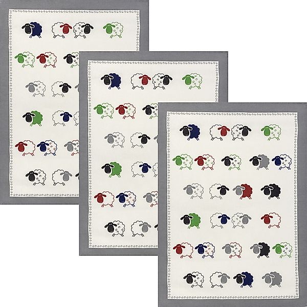 Kracht Geschirrtuch Geschirrtuch "Schäfchen" 3er-Pack, Halbleinen günstig online kaufen