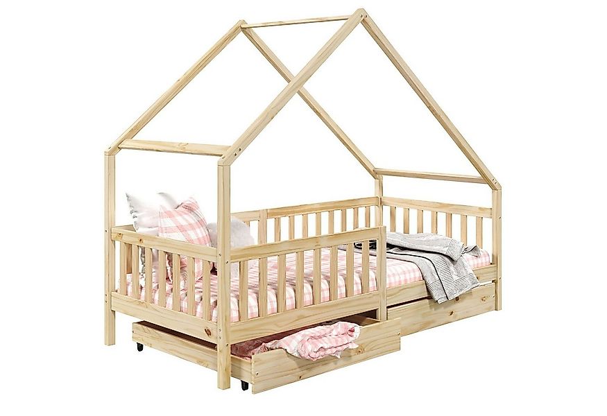 IDIMEX Kinderbett ALVA, Hausbett Montessori Kinderbett 90 x 200 Kiefer 2 Sc günstig online kaufen