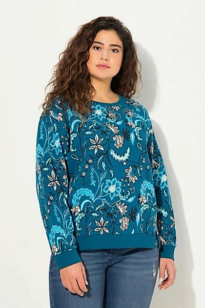 Ulla Popken Sweatshirt Sweatshirt Pailletten Oversized Rundhals Langarm günstig online kaufen
