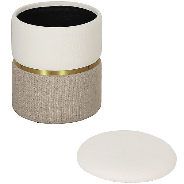 HOMCOM Sitzhocker mit Deckel, Metallring, zweifarbig günstig online kaufen