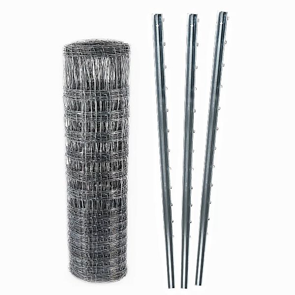 Aquagart 50m Wildzaun Forstzaun Knotengeflecht 125/13/30 + Z-Profil Zaunpfo günstig online kaufen