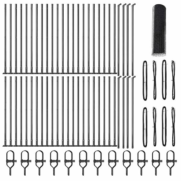 vidaXL Zaunpfosten Grau 100 x 0,8 m 25 mm Gitter Stahl und PVC 3353726 günstig online kaufen