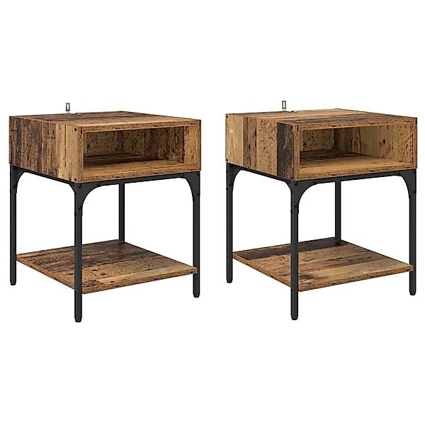 vidaXL Nachttisch 2 Stk Altholz 40 x 40 x 50 cm Holzwerkstoff 881813 günstig online kaufen