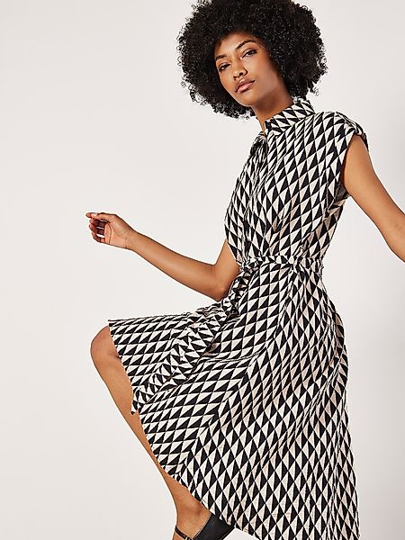 Apricot Druckkleid High-low Kleid, (2-tlg., Stoffgürtel) günstig online kaufen
