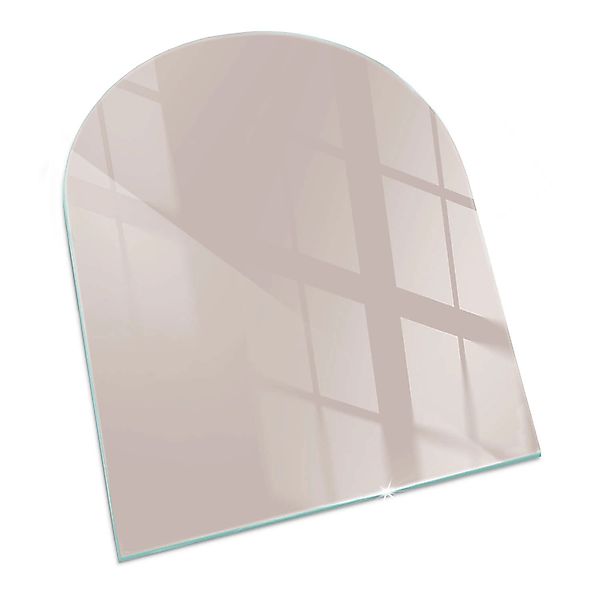Tulup Glasplatte für Kamin Beige Kaminofen Glas Bodenplatte Halbkreis 80x70 günstig online kaufen