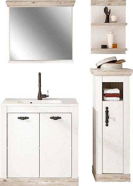 Home affaire Badmöbel-Set »Florenz, Bad im Landhausstil, 4-teiliges Badezim günstig online kaufen