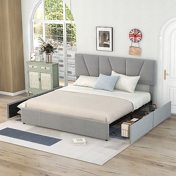 Ulife Polsterbett Doppelbett Samtbett verstellbares Kopfteil günstig online kaufen