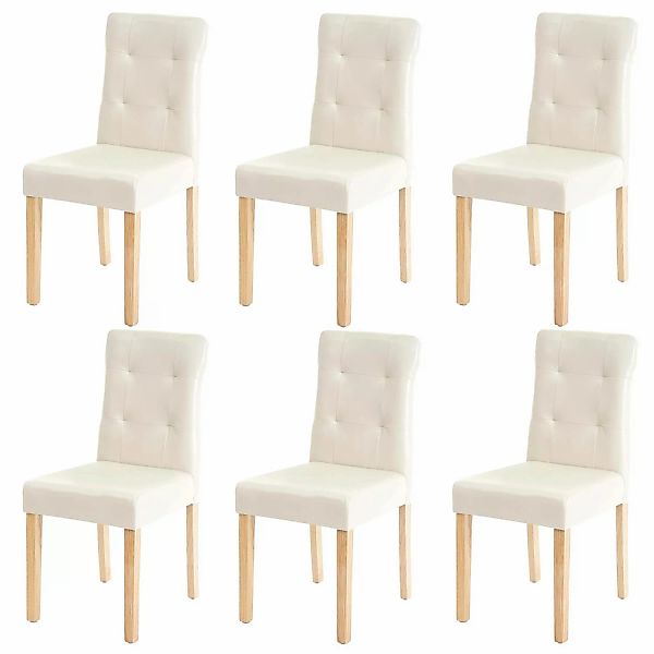 MCW Esszimmerstuhl E58 6er-Set Kunstleder Creme Helle Beine günstig online kaufen