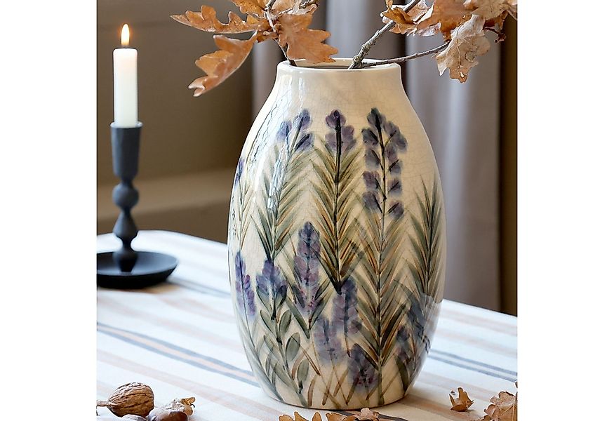 Chic Antique Tischvase Vase mit Blumenmotiv H25,5/D16,5 cm creme (1 St) günstig online kaufen