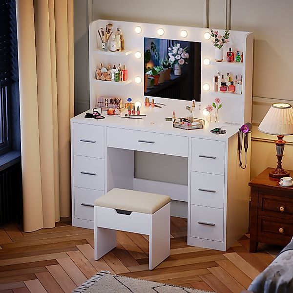 HOMALL Schminktisch Mit dreifarbiger LED-Beleuchtung, mit günstig online kaufen