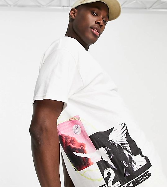 New Look – Oversize-T-Shirt mit Skies-Print in Weiß günstig online kaufen