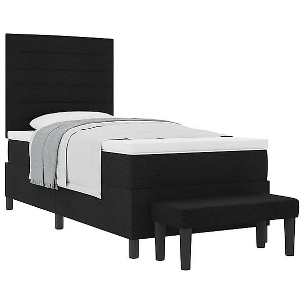 vidaXL Bett Boxspringbett mit Matratze & Bank Schwarz 90x190 cm Stoff (2-tl günstig online kaufen