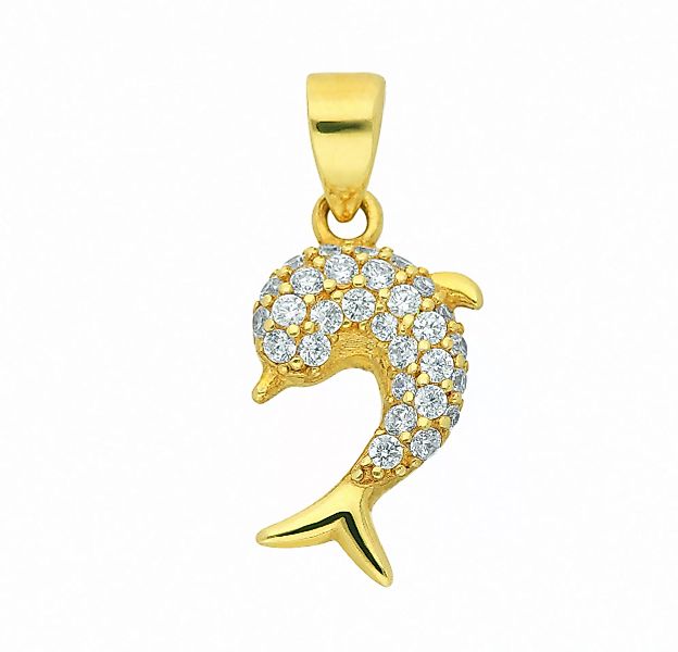 Adelia´s Kettenanhänger "Damen Goldschmuck 333 Gold Anhänger Delphin mit Zi günstig online kaufen