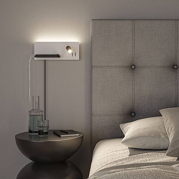 Paulmann LED-Wandleuchte Serra, links, USB-C, weiß/schwarz günstig online kaufen