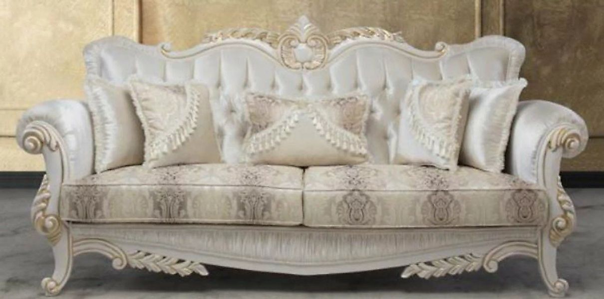 Casa Padrino Sofa Luxus Barock Sofa mit dekorativen Kissen Mehrfarbig / Wei günstig online kaufen