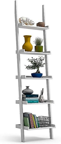 KOMFOTTEU Leiterregal Standregal, mit 5 Ablagen (Weiß) günstig online kaufen