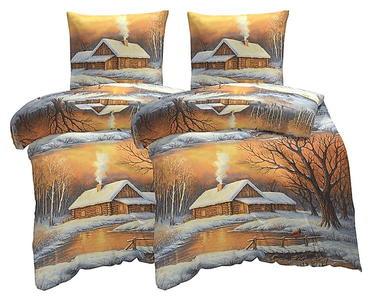 One Home Bettwäsche Schneelandschaft Winterlandschaft, Flanell, günstig online kaufen